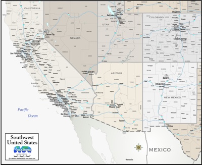 Download SOUTHWEST USA MAP to print